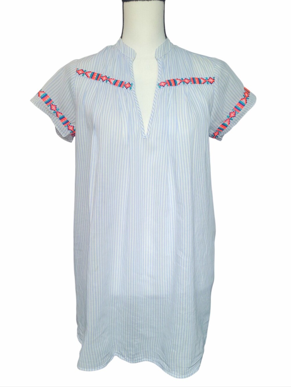 J.Crew Striped & Embroidered Tunic Dress